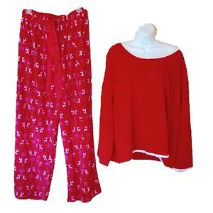 Soft Fleece Red Christmas Holiday Winter Pajamas 3X